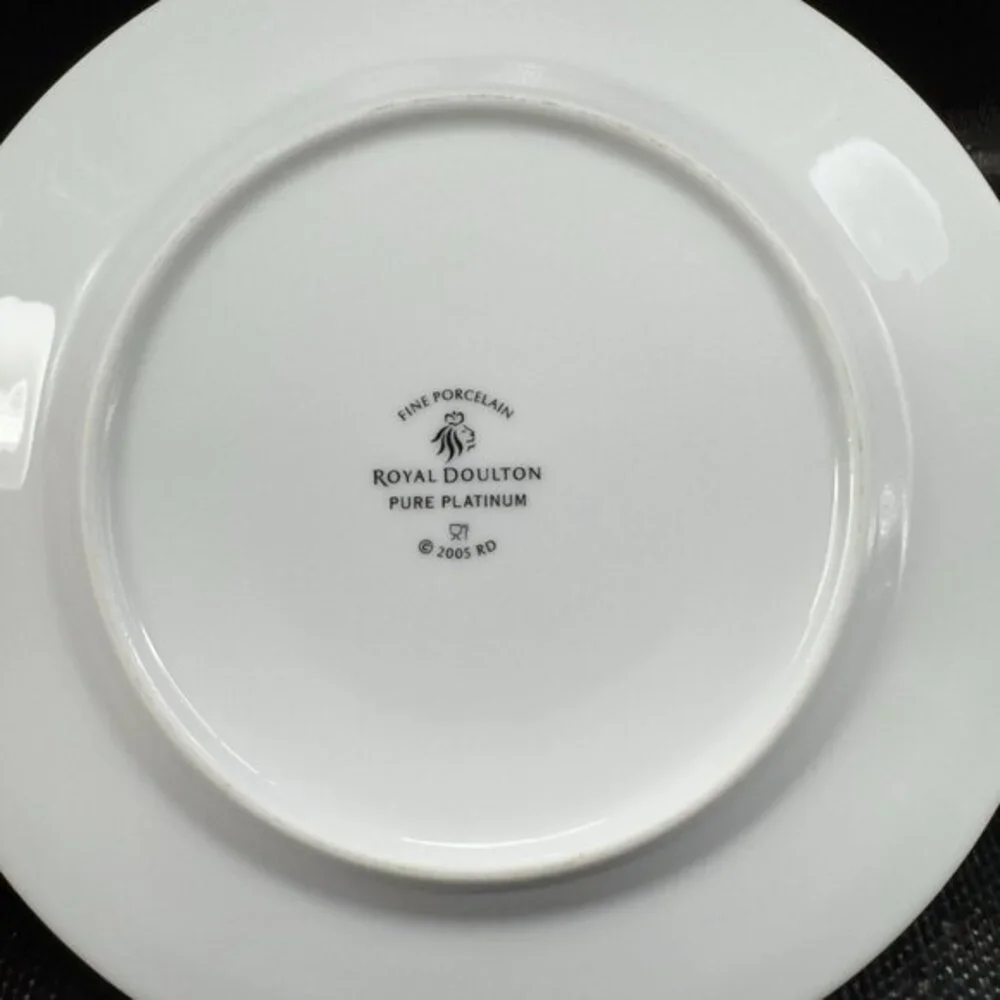 2005 Royal Doulton Pure‎ Platinum Double Silver Band Plate Dish 7.5inch Set 4